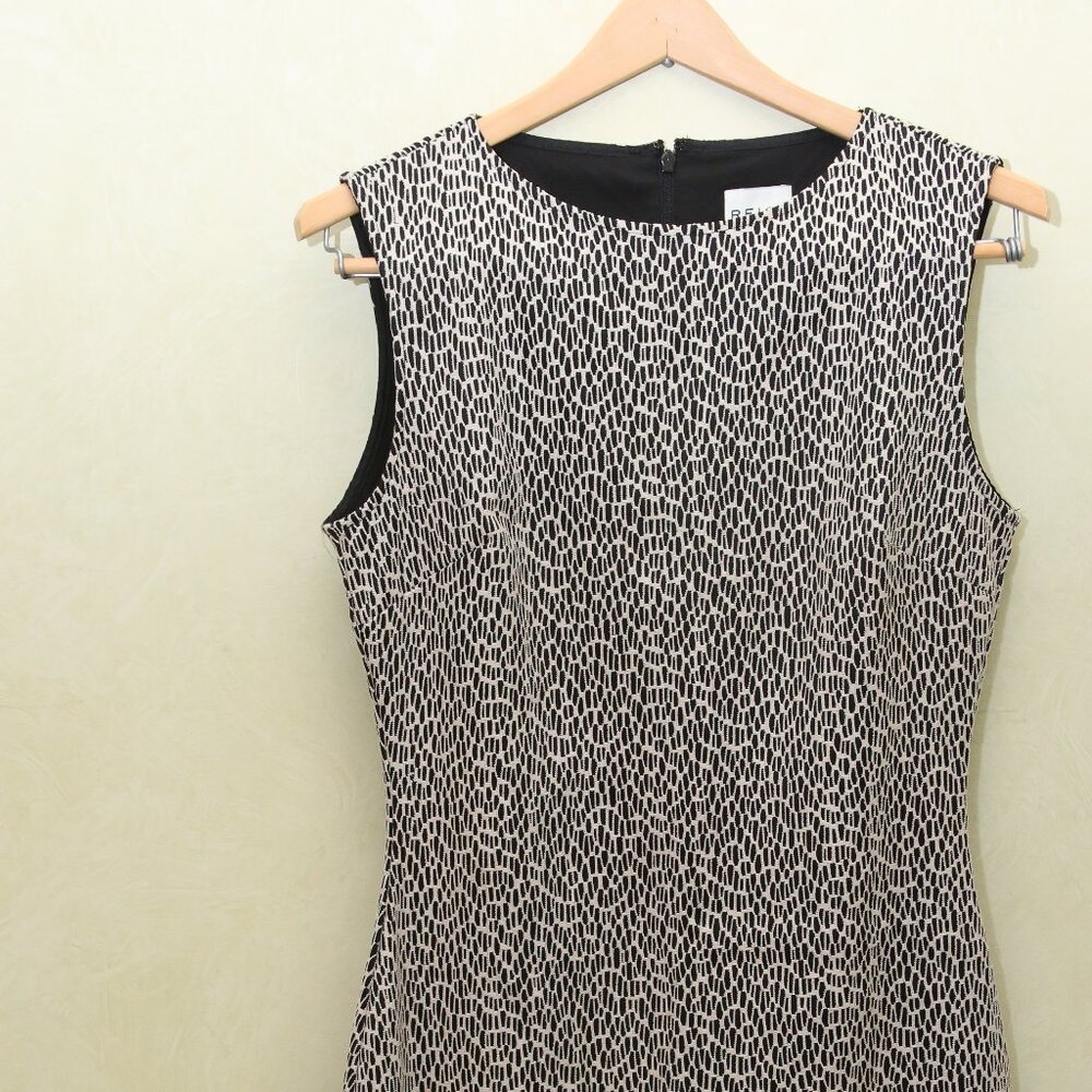 Reiss Printed Sheath Dress Black and Cream